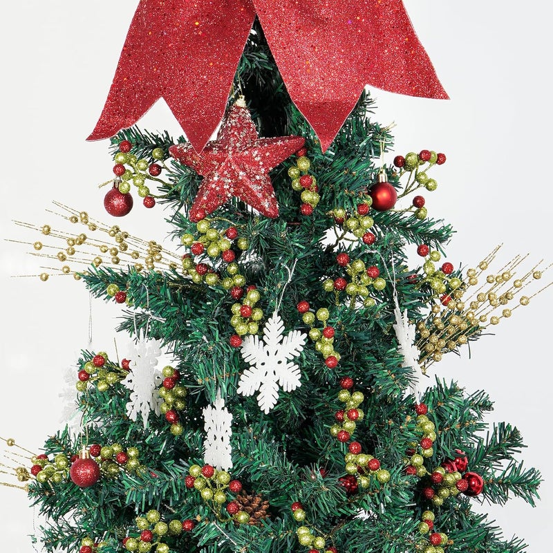 Fangoo 20 Pack 7 Inch Artificial Green Red Berry Picks for Christmas Tree Burgundy Green Red Berries Stems Holly Berry Branches Ornaments Wreath Crafts Wedding Holiday Season Winter Home Decor - Image 4
